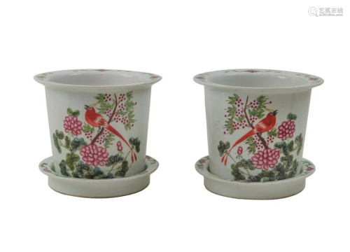 PAIR OF FAMILLE ROSE PLANTERS