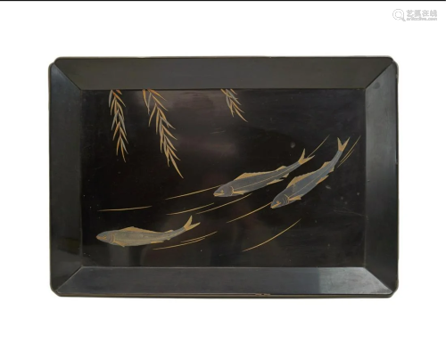 JAPANESE BLACK LACQUER TRAY