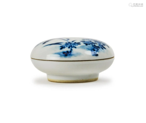 CHINESE BLUE AND WHITE PASTE BOX