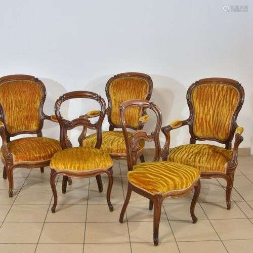 Ensemble de trois fauteuils et 2 chaises De style Napoléon I...