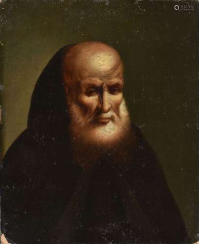 Portrait d'homme à la barbe de revêtement austère noir sur f...