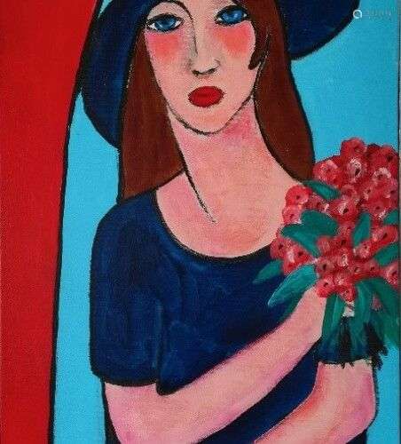 Aleksandra MIARCZYNSKI (1923-2015) Hommage à Modigliani Huil...