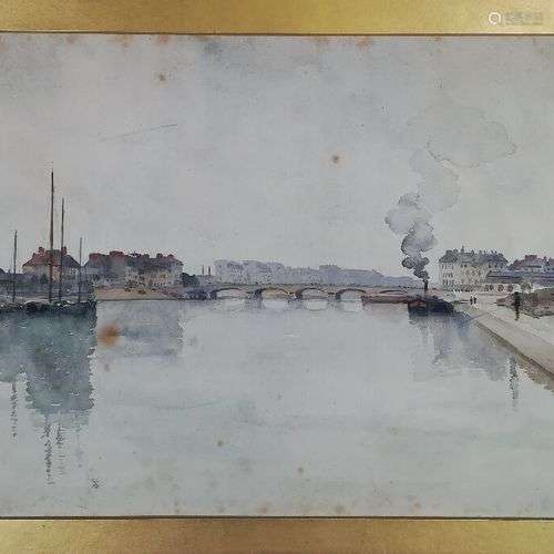 Gabriel Charles DÉNEUX (1856-1926) Nantes Aquarelle signée e...