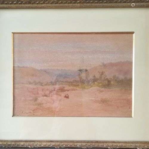 Paul MARTIN (1830-1903) Paysage animé de personnage Aquarell...