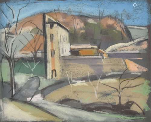 Adrien BAS (1884-1925) Paysage Pastel signé, en bas à droite...