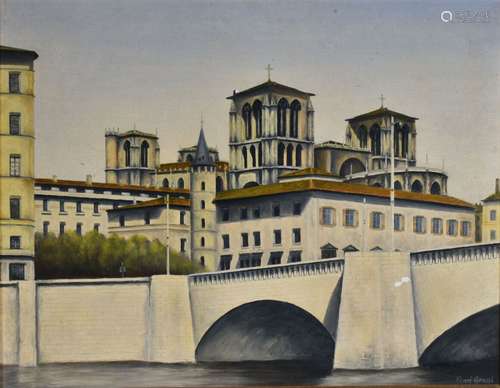 Henri GROSSI (1920-1958) Le pont Bonaparte et la Cathédrale ...