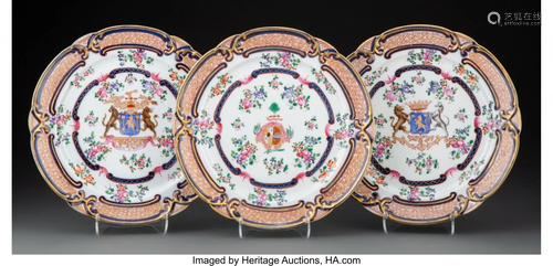 A Set of Three Samson Armorial Porcelain Plates,