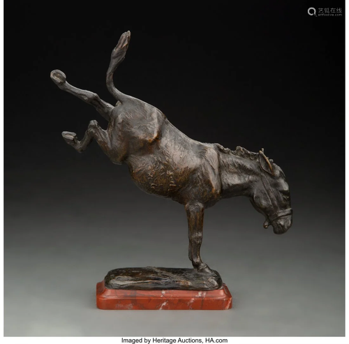 A Bronze Guernsey Donkey on a Rouge Marble Base