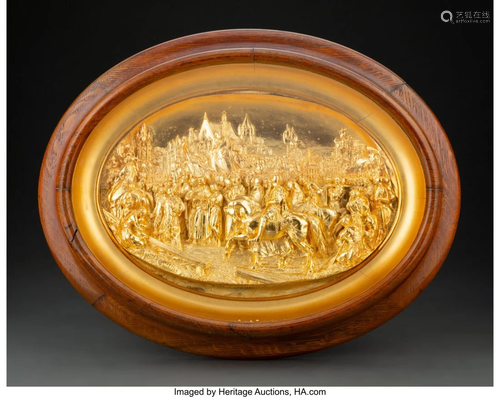 A Continental Gilt Repoussé Diorama, late 19th-