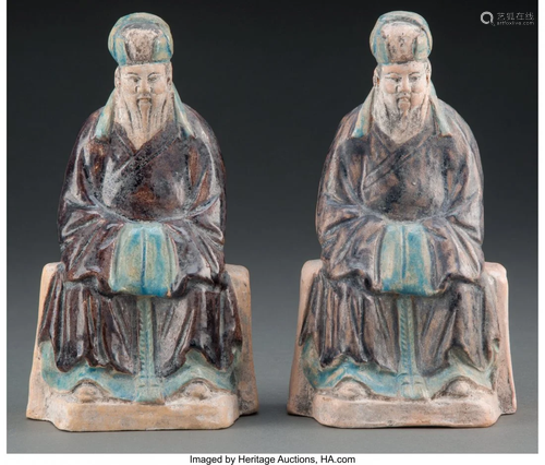 A Pair of Chinese Ming Dynasty Figure of Seated