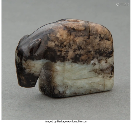 A Black and White Jade Horse Bead 1-1/2 x 1-3/4