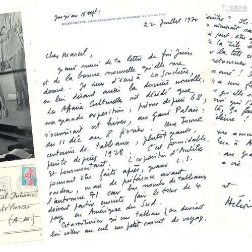 Jean HÉLION (1907-1987). 9 L.A.S. et 2 lettres dictées, 1963...