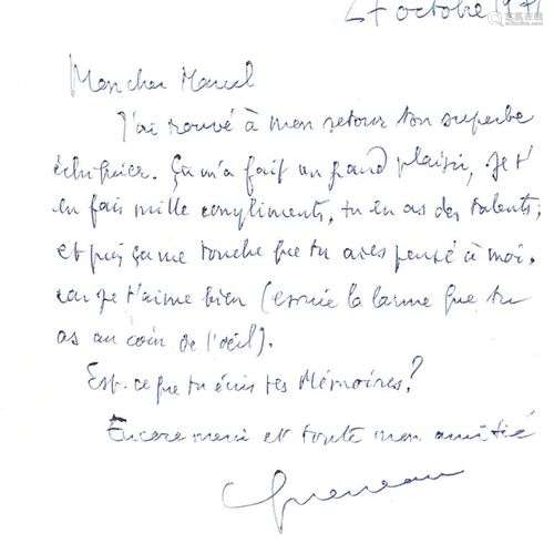 Raymond QUENEAU (1903-1976). L.A.S., Paris 27 octobre 1971, ...