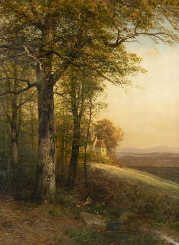 CARL LUDWIG FAHRBACH, REHE AUF HELLER LICHTUNG