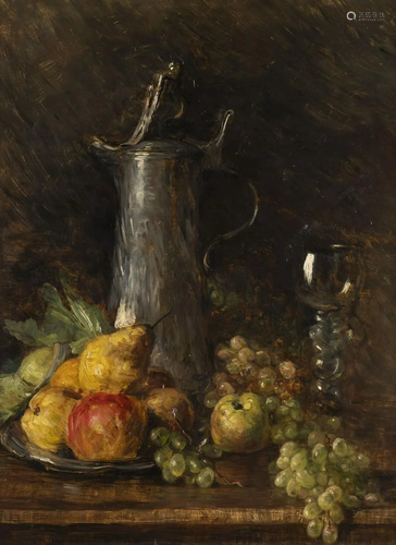 BERTHA WEGMANN (ATTR.), FRueCHTESTILLLEBEN MIT ZINNKRUG