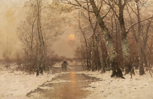 JOHANN JUNGBLUT, ABENDLICHE WINTERLANDSCHAFT