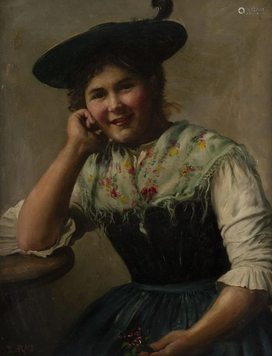 EMIL RAU, JUNGE FRAU IN TRACHT