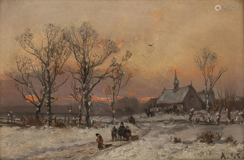 ADOLF STADEMANN, KIRCHGANG IM WINTER