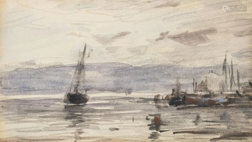 GUSTAV EUGEN DueCKER, BOOTE VOR DER KueSTE (STUDIE)