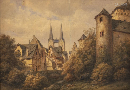 JOSEPH LAURENT PELLETIER, STADT MIT BURG UND KATHEDRALE