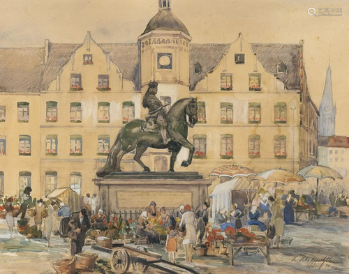 HANNS HERKENDELL, DueSSELDORFER MARKTPLATZ MIT JAN