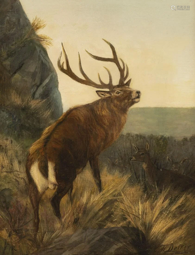 CARL FRIEDRICH DEIKER, HIRSCH AUF EINER ANHoeHE