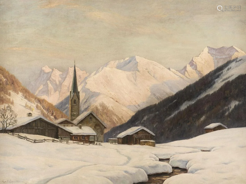 ERWIN KETTEMANN, WINTERABEND IN BERWANG