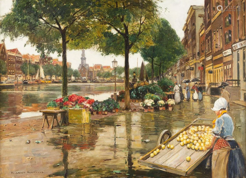 HEINRICH HERMANNS, BLUMENMARKT IN AMSTERDAM