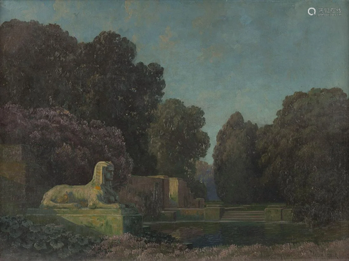 A. DELLE, SPHINX IN ARKADISCHER PARKLANDSCHAFT