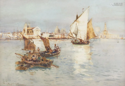 FRANK HENRY MASON, BOOTE IN DER LAGUNE VOR VENEDIG