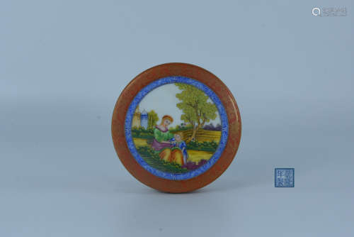 Qing enamel powder box