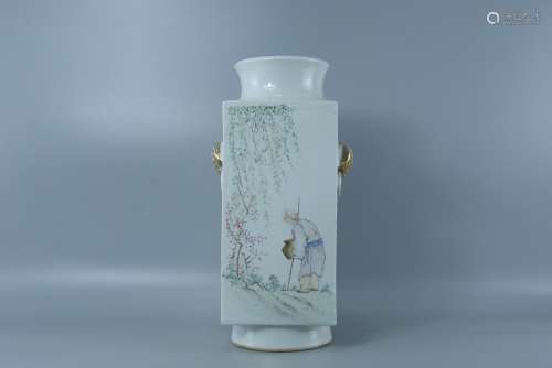 Porcelain vase with light falling color in late Qing Dynasty