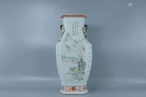 Porcelain vase with light falling color in late Qing Dynasty