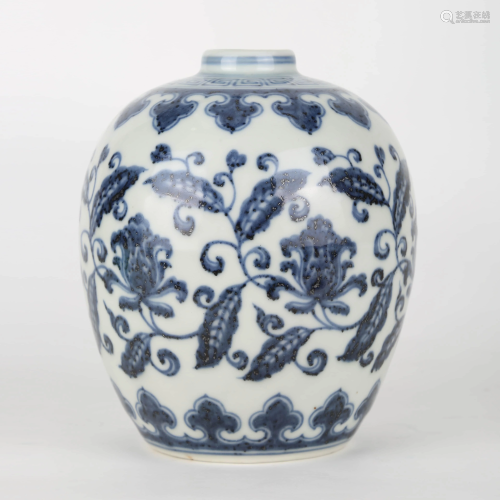 A BLUE AND WHITE JAR