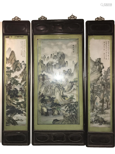 A Collection of Three Framed Embroidery Painting