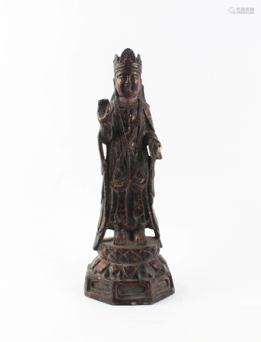 A Bronze Standing Guanyin Statue