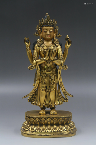 A Gilt Bronze Bodhisattva Statue