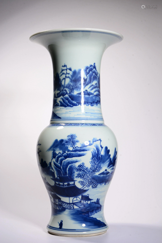 Qing Dynasty - Blue White 'Character Story' Vase