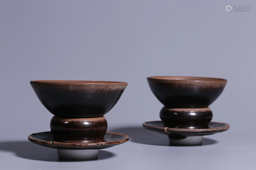 Song Dynasty - A Pair of Jizhou Ware Cup with Saucer