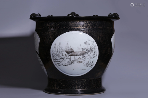 Qing Dynasty - Black Underglazed Gold Color