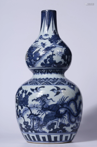 Qing Dynasty - Blue White 'A Phoenix Worshiped By