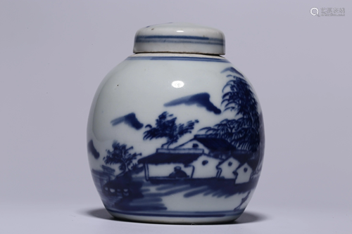 Republic of China - Blue White 'Landscape' Jar