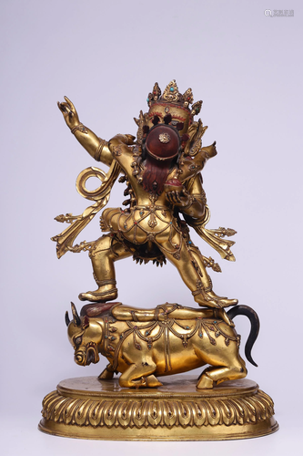 Ming Dynasty - 'Yongle Period Gift' Gilt Bronze Krodha