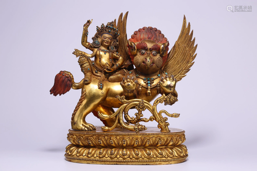 Ming Dynasty - Gilt Bronze Mahamayuri and Garuda