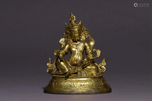 Qing Dynasty - Gilt Bronze Jambhala Ornament