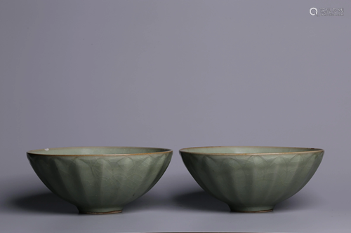 Ming Dynasty - A Pair of 'Longquan' Celadon-Glazed