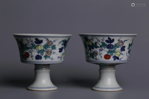 A Pair of 'Chenghua Period Made Mark' Doucai 'Fruit &