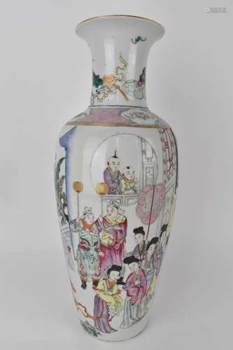 A Chinese Qing dynasty famille rose vase, 18th century of ov...