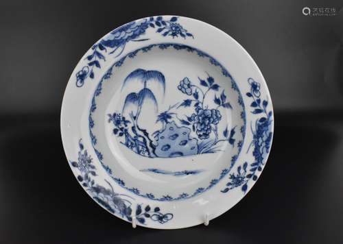 A Chinese 18th century blue and white Nanking cargo soup pla...