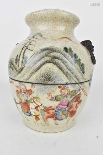 A Chinese late Qing Dynasty crackle glazed porcelain vase, 1...